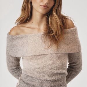 By Anthropologie Fitted Off The Shoulder Sweater | XS | Pink Pattern